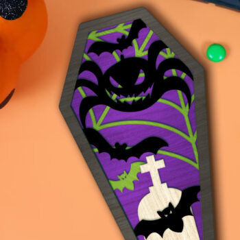 Intra απο ξύλο plywood  Χρώμα wenge 3mm-4mm πάχος - Πρότυπο διακοσμητικό κομμένο φέρετρο αποκριών Δίασταση 7x12 cm INTRAFABR-29949212 - Image 3