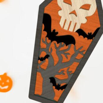 Intra απο ξύλο plywood  Χρώμα wenge 3mm-4mm πάχος - Φέρετρο αποκριών με το κρανίο Δίασταση 7x12 cm INTRAFABR-63610552 - Image 1