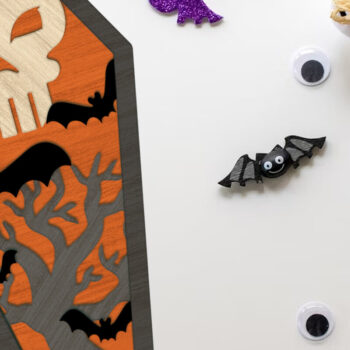 Intra απο ξύλο plywood  Χρώμα wenge 3mm-4mm πάχος - Φέρετρο αποκριών με το κρανίο Δίασταση 7x12 cm INTRAFABR-63610552 - Image 2