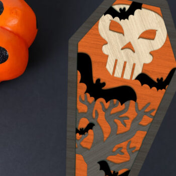 Intra απο ξύλο plywood  Χρώμα wenge 3mm-4mm πάχος - Φέρετρο αποκριών με το κρανίο Δίασταση 7x12 cm INTRAFABR-63610552 - Image 3