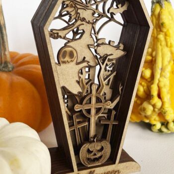 Intra απο ξύλο plywood  Χρώμα wenge 3mm-4mm πάχος - HALLOWEEN COFFIN Ξύλινο ντεκόρ Δίασταση 3x12 cm INTRAFABR-63610454 - Image 1