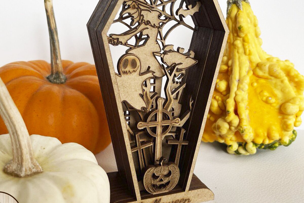 Intra απο ξύλο plywood  Χρώμα wenge 3mm-4mm πάχος - HALLOWEEN COFFIN Ξύλινο ντεκόρ Δίασταση 3x12 cm INTRAFABR-63610454