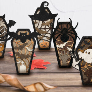 Intra απο ξύλο plywood  Χρώμα wenge 3mm-4mm πάχος - Πρότυπο κοπής πολλών επιπέδων αποκριάτικων φέρετρων Δίασταση 8x13 cm INTRAFABR-19044864