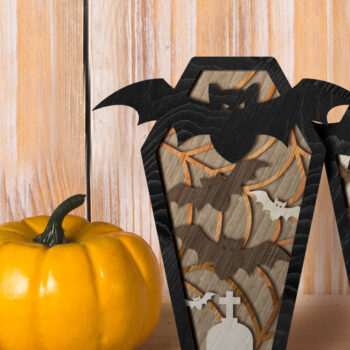 Intra απο ξύλο plywood  Χρώμα wenge 3mm-4mm πάχος - Πρότυπο κοπής πολλών επιπέδων αποκριάτικων φέρετρων Δίασταση 8x13 cm INTRAFABR-19044864 - Image 4