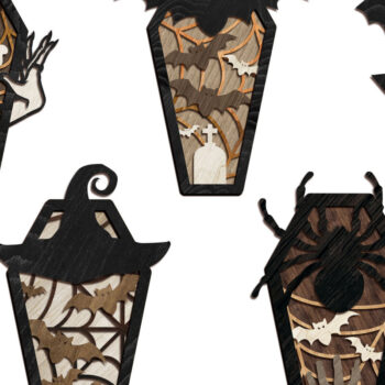 Intra απο ξύλο plywood  Χρώμα wenge 3mm-4mm πάχος - Πρότυπο κοπής πολλών επιπέδων αποκριάτικων φέρετρων Δίασταση 8x13 cm INTRAFABR-19044864 - Image 5