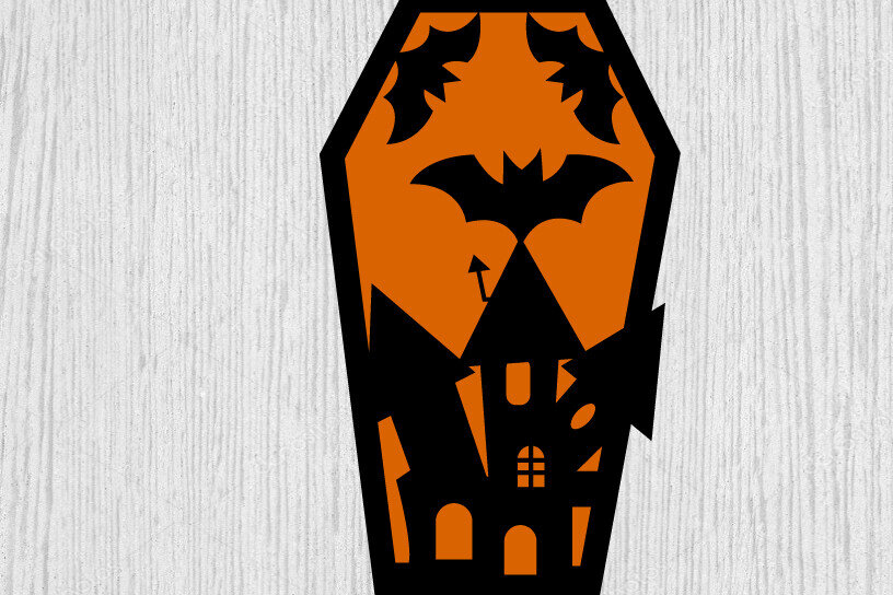 Intra απο ξύλο plywood  Χρώμα wenge 3mm-4mm πάχος - Halloween Coffins Τέχνη τοίχου Δίασταση 40x50 cm INTRAFABR-34810048