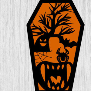 Intra απο ξύλο plywood  Χρώμα wenge 3mm-4mm πάχος - Halloween Coffins Τέχνη τοίχου Δίασταση 40x50 cm INTRAFABR-34810035