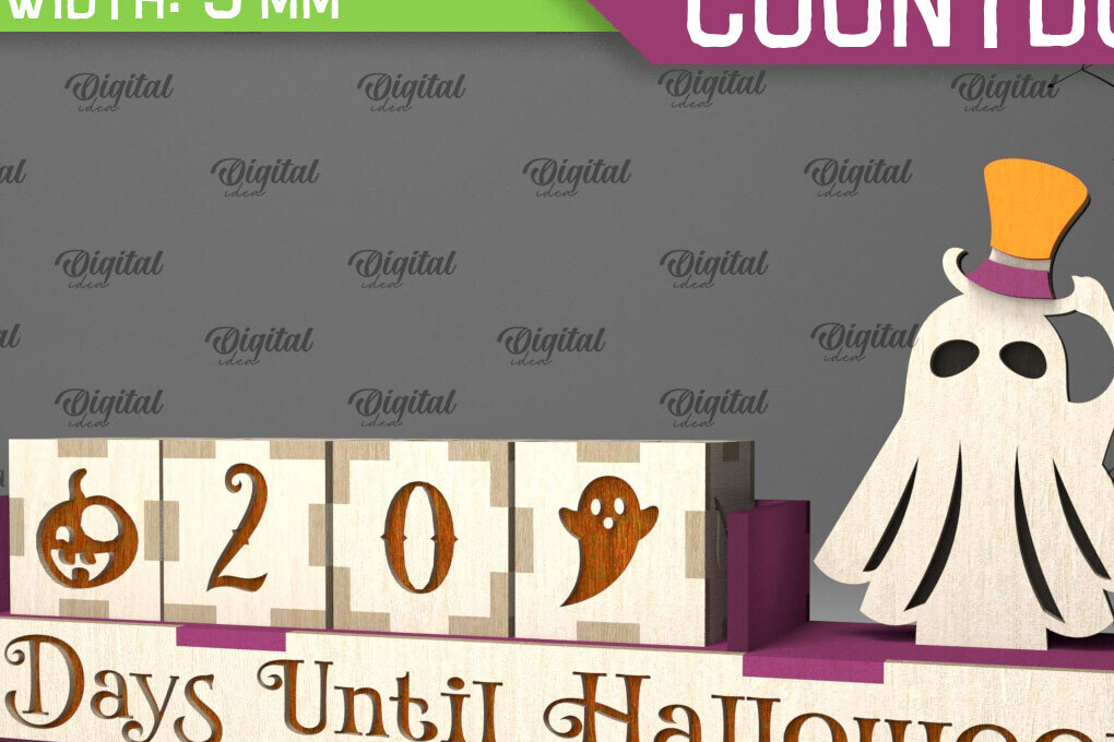 Intra απο ξύλο plywood  Χρώμα wenge 3mm-4mm πάχος - λέιζερ αντίστροφης μέτρησης για το Halloween Δίασταση 15x15 cm INTRAFABR-17230717