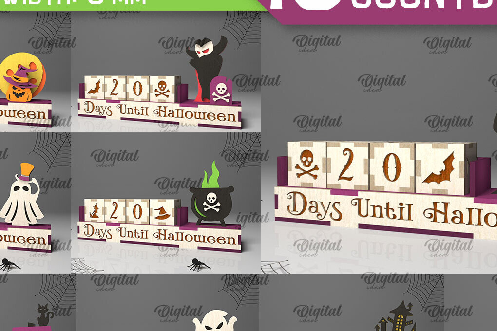 Intra απο ξύλο plywood  Χρώμα wenge 3mm-4mm πάχος - Πακέτο κοπής με λέιζερ για Halloween Countdowns Δίασταση 15x15 cm INTRAFABR-17406950