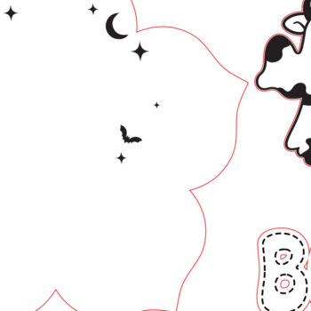 Intra απο ξύλο plywood  Χρώμα wenge 3mm-4mm πάχος - Σήμα καλωσορίσματος Halloween Cow Boo 3d Δίασταση 15x15 cm INTRAFABR-17407150 - Image 2