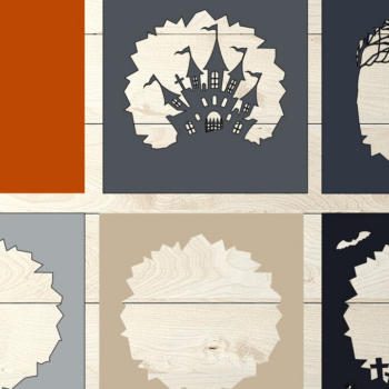 Intra απο ξύλο plywood  Χρώμα wenge 3mm-4mm πάχος - Halloween Cricut,Castle Papercutting Δίασταση 25x25 cm INTRAFABR-16118299 - Image 1