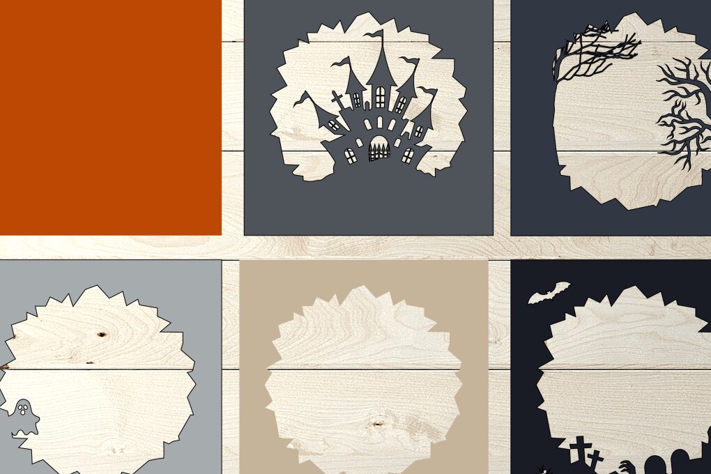 Intra απο ξύλο plywood  Χρώμα wenge 3mm-4mm πάχος - Halloween Cricut,Castle Papercutting Δίασταση 25x25 cm INTRAFABR-16118299