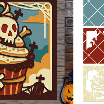 Intra απο ξύλο plywood Χρώμα wenge 3mm-4mm πάχος - Χάρτινο κουτί σκιών 3D για Halloween Cupcake Δίασταση 714x714 cm INTRAFABR-16118748 - Image 1