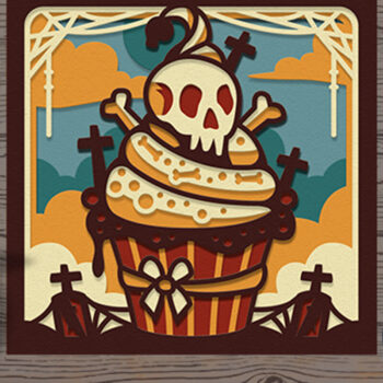 Intra απο ξύλο plywood Χρώμα wenge 3mm-4mm πάχος - Χάρτινο κουτί σκιών 3D για Halloween Cupcake Δίασταση 714x714 cm INTRAFABR-16118748 - Image 2