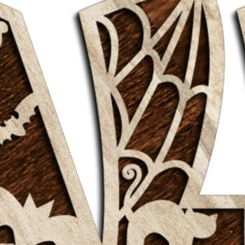 Intra απο ξύλο plywood 3mm-4mm πάχος - HALLOWEEN, Πρότυπο αποκοπής,  με λέιζερ Δίασταση 24x4 cm INTRAFABR-77842795 - Image 5
