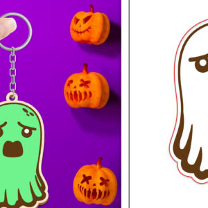 Intra απο ξύλο plywood  Χρώμα wenge 3mm-4mm πάχος - Halloween Cute Ghost Keychain Δίασταση 4x4 cm INTRAFABR-9571046