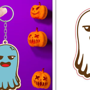 Intra απο ξύλο plywood  Χρώμα wenge 3mm-4mm πάχος - Halloween Cute Ghost Keychain Δίασταση 4x4 cm INTRAFABR-9776353