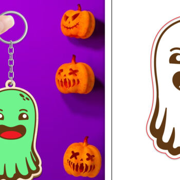 Intra απο ξύλο plywood Χρώμα wenge 3mm-4mm πάχος - Halloween Cute Ghost Keychain Δίασταση 4x4 cm INTRAFABR-9746896 - Image 1
