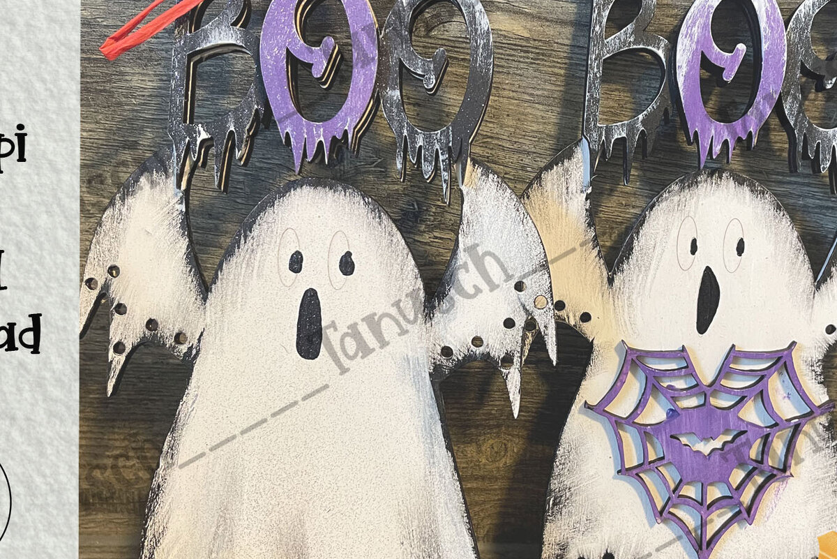 Intra απο ξύλο plywood  Χρώμα wenge 3mm-4mm πάχος - Halloween Cute Ghost Laser Δίασταση 6x6 cm INTRAFABR-10097644