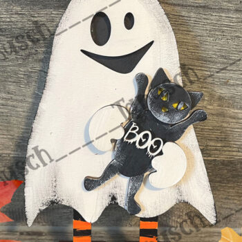 Intra απο ξύλο plywood  Χρώμα wenge 3mm-4mm πάχος - Halloween Cute Ghost Laser Δίασταση 6x6 cm INTRAFABR-10748187 - Image 1