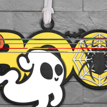 Intra απο ξύλο plywood  Χρώμα wenge 3mm-4mm πάχος - Χαριτωμένο φάντασμα αποκριών με μπροστινή πόρτα Boo Δίασταση 6x6 cm INTRAFABR-10100893 - Image 1