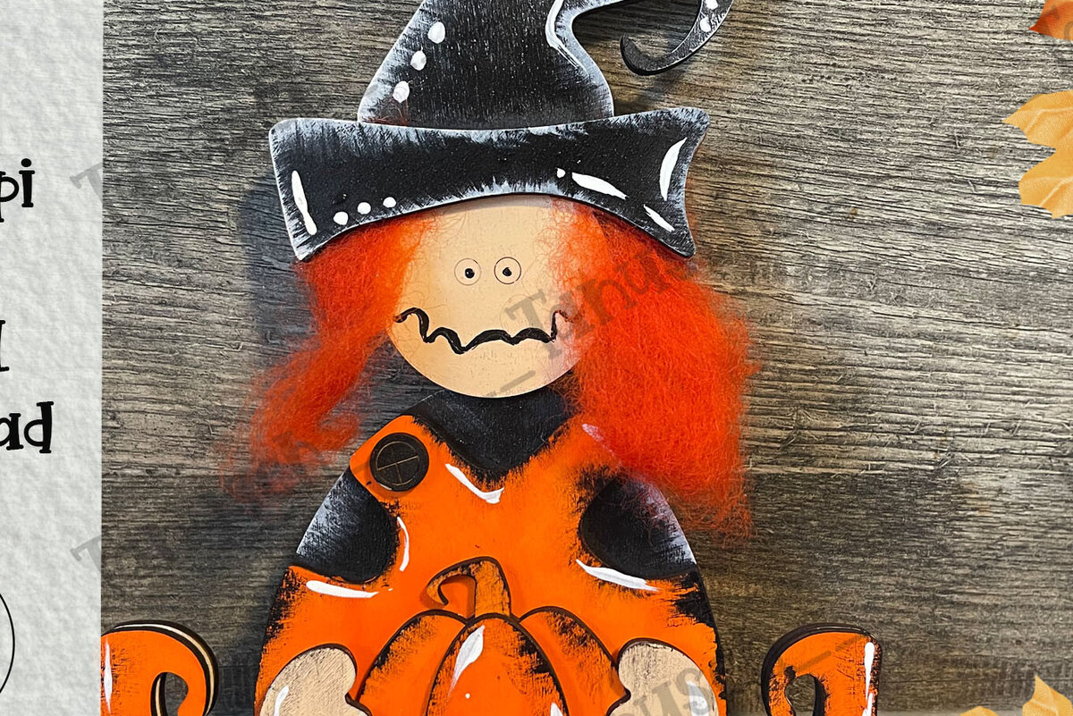 Intra απο ξύλο plywood  Χρώμα wenge 3mm-4mm πάχος - Halloween Cute Witch Laser Δίασταση 6x6 cm INTRAFABR-10029218