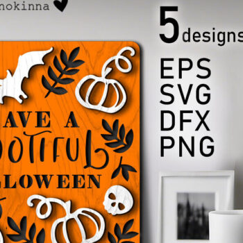 Intra απο ξύλο plywood  Χρώμα wenge 3mm-4mm πάχος - Halloween Decor 6 σχέδια Δίασταση 15x15 cm INTRAFABR-38104286 - Image 1