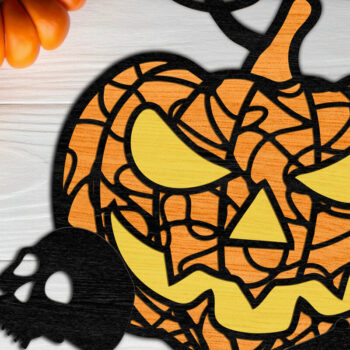 Intra απο ξύλο plywood  Χρώμα wenge 3mm-4mm πάχος - Διακοσμητικό πρότυπο κολοκύθας αποκριών Δίασταση 5x6 cm INTRAFABR-103983953 - Image 2