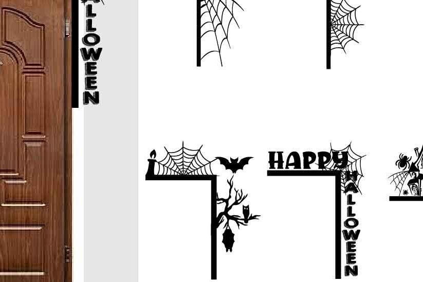 Intra απο ξύλο plywood  Χρώμα wenge 3mm-4mm πάχος - Halloween Door Corner. Δίασταση 15x15 cm INTRAFABR-30179389