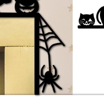 Intra απο ξύλο plywood  Χρώμα wenge 3mm-4mm πάχος - Halloween Door Corner. Halloween Laser C Δίασταση 15x15 cm INTRAFABR-28598858 - Image 1
