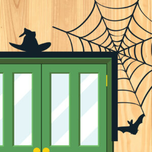 Intra απο ξύλο plywood  Χρώμα wenge 3mm-4mm πάχος - με λέιζερ γωνία πόρτας Halloween 5 Δίασταση 15x15 cm INTRAFABR-28535506