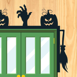 Intra απο ξύλο plywood  Χρώμα wenge 3mm-4mm πάχος - με λέιζερ γωνία πόρτας Halloween 7 Δίασταση 15x15 cm INTRAFABR-28604457