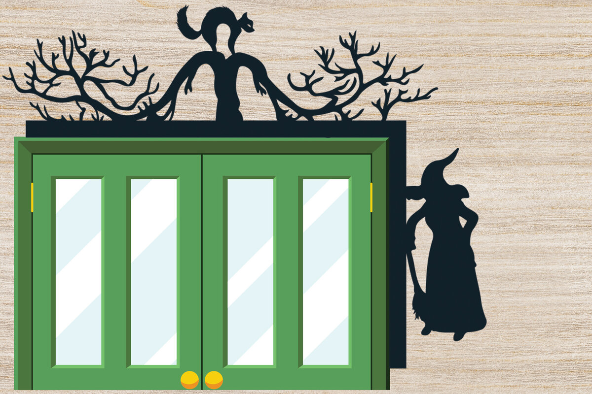 Intra απο ξύλο plywood  Χρώμα wenge 3mm-4mm πάχος - με λέιζερ γωνία πόρτας Halloween 8 Δίασταση 15x15 cm INTRAFABR-28535485