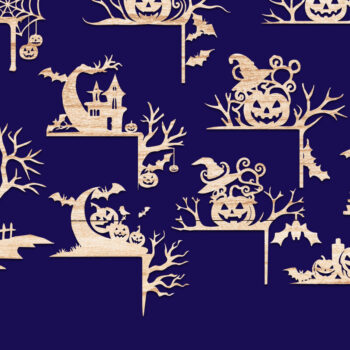 Intra απο ξύλο plywood  Χρώμα wenge 3mm-4mm πάχος - Halloween Door Corner Δίασταση 15x15 cm INTRAFABR-28535162 - Image 1