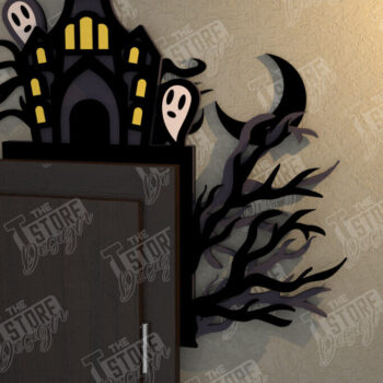 Intra απο ξύλο plywood  Χρώμα wenge 3mm-4mm πάχος - Halloween Door Corner | Διακόσμηση βεράντας Δίασταση 15x15 cm INTRAFABR-28535185 - Image 1