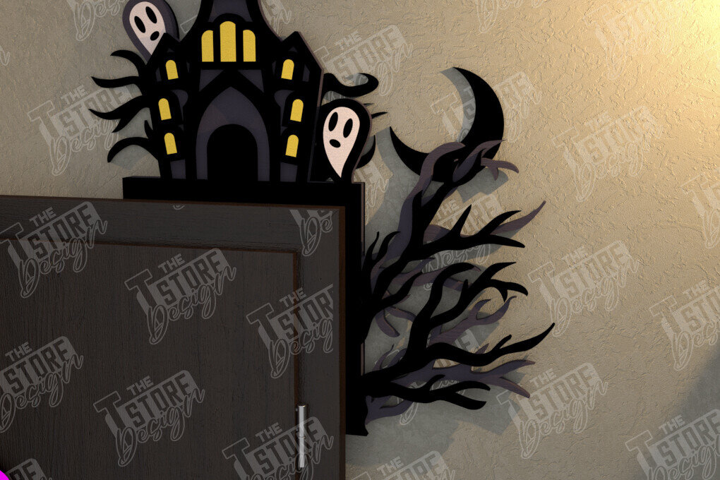 Intra απο ξύλο plywood  Χρώμα wenge 3mm-4mm πάχος - Halloween Door Corner | Διακόσμηση βεράντας Δίασταση 15x15 cm INTRAFABR-28535185