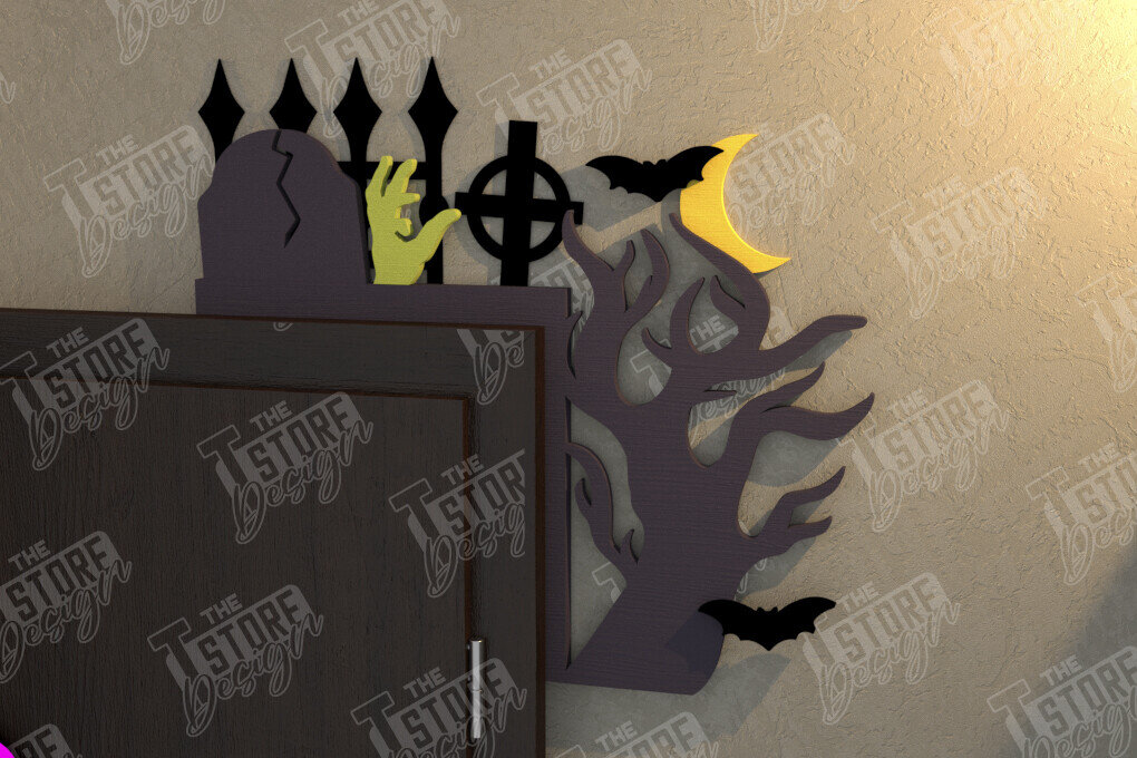 Intra απο ξύλο plywood  Χρώμα wenge 3mm-4mm πάχος - Halloween Door Corner | Διακόσμηση βεράντας Δίασταση 15x15 cm INTRAFABR-27195469