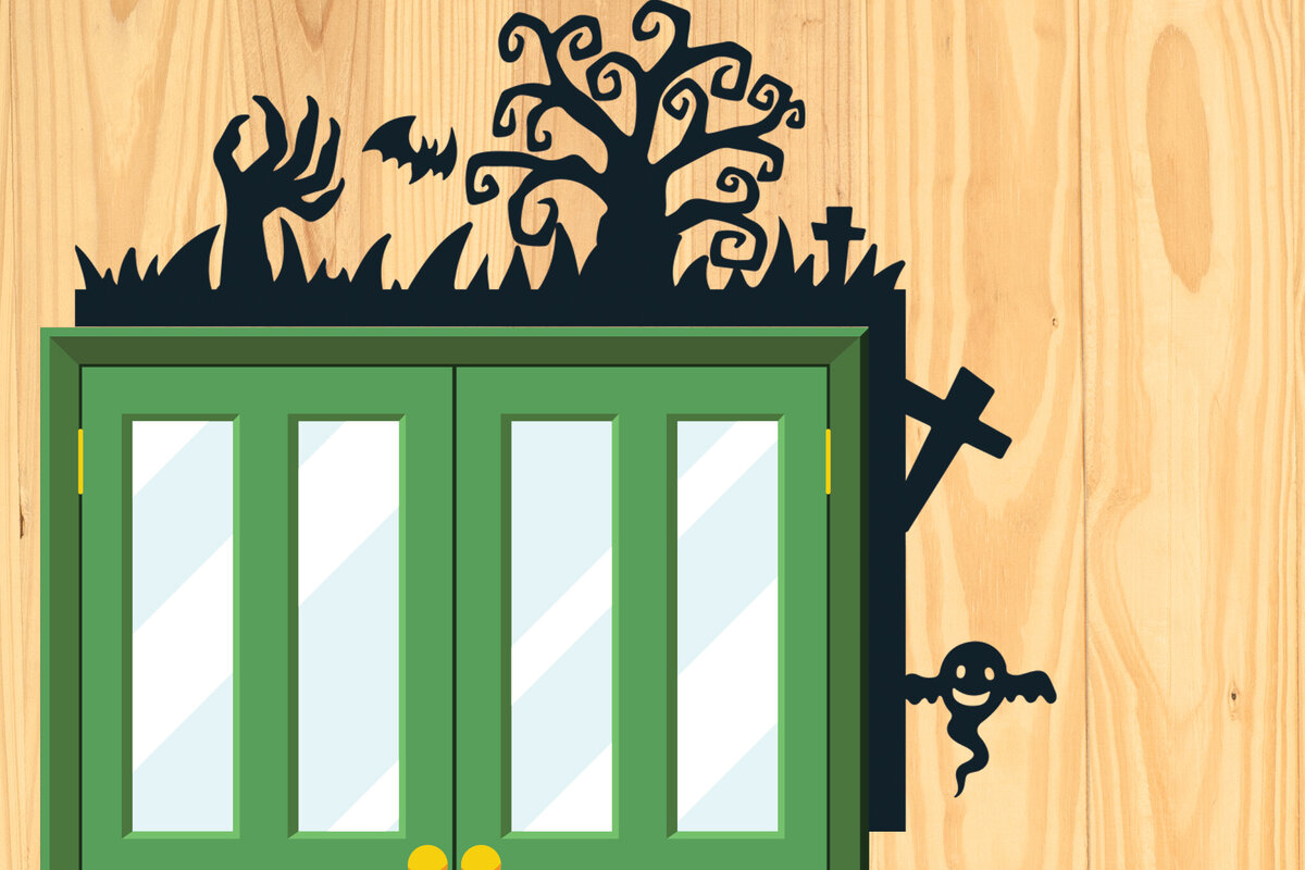 Intra απο ξύλο plywood  Χρώμα wenge 3mm-4mm πάχος - Πακέτο Halloween Door Corner 13 Δίασταση 15x15 cm INTRAFABR-13775509