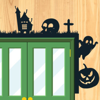 Intra απο ξύλο plywood  Χρώμα wenge 3mm-4mm πάχος - Πακέτο Halloween Door Corner 16 Δίασταση 15x15 cm INTRAFABR-28472621 - Image 1