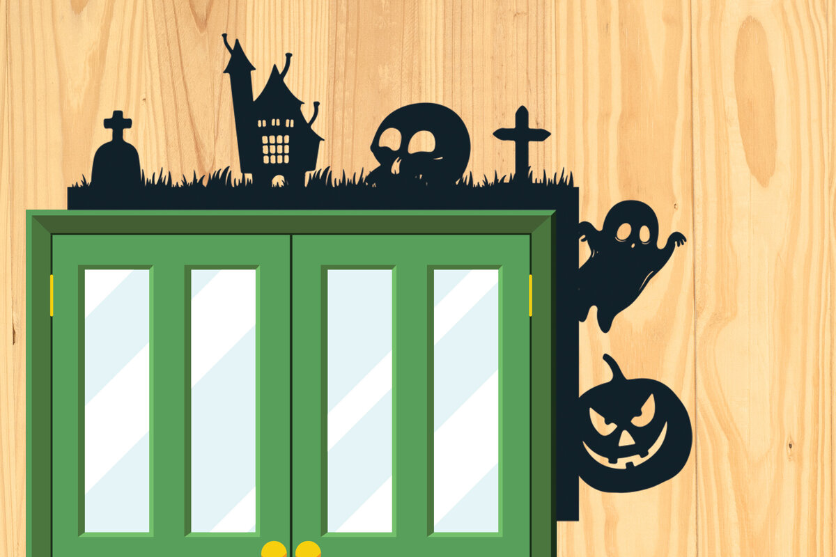 Intra απο ξύλο plywood  Χρώμα wenge 3mm-4mm πάχος - Πακέτο Halloween Door Corner 16 Δίασταση 15x15 cm INTRAFABR-28472621