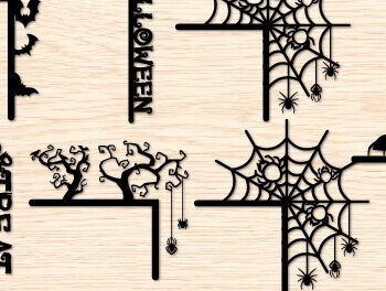Intra απο ξύλο plywood  Χρώμα wenge 3mm-4mm πάχος - Halloween Door Corner Δίασταση 15x15 cm INTRAFABR-26415338 - Image 1