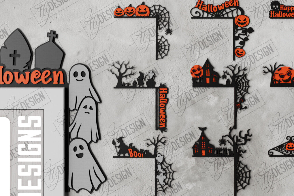 Intra απο ξύλο plywood  Χρώμα wenge 3mm-4mm πάχος - Πακέτο Halloween Door Corners | CNC Δίασταση 15x15 cm INTRAFABR-26415438