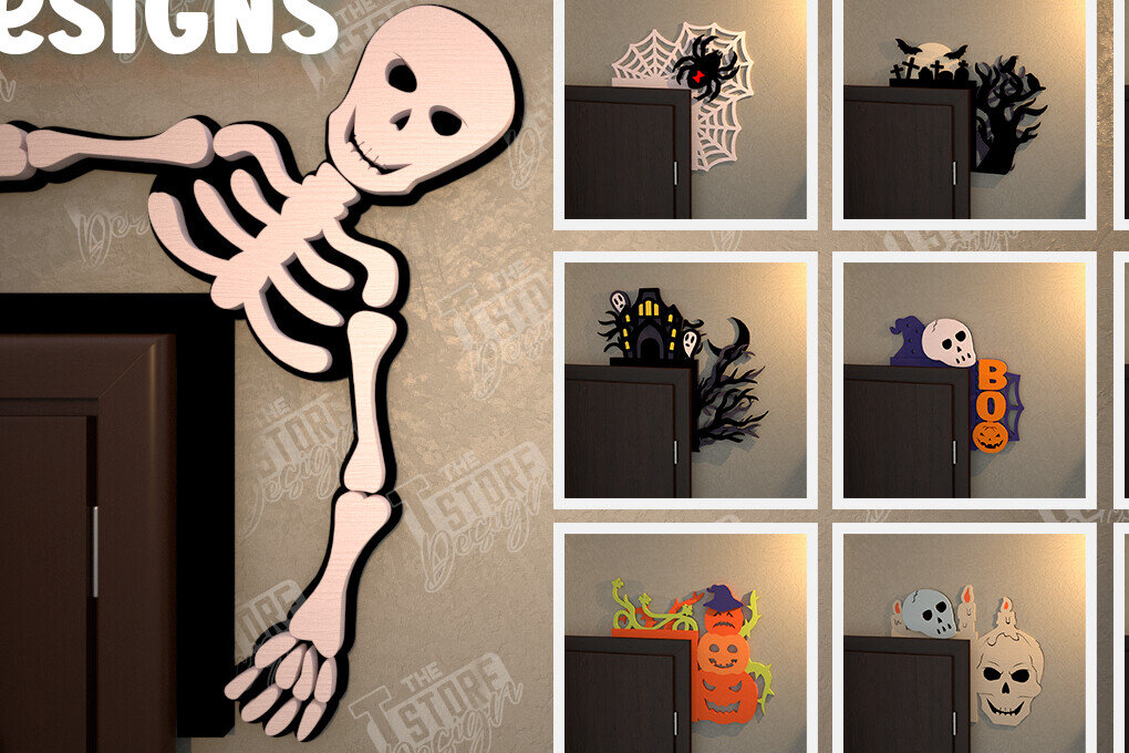 Intra απο ξύλο plywood  Χρώμα wenge 3mm-4mm πάχος - Πακέτο Halloween Door Corners | CNC Δίασταση 15x15 cm INTRAFABR-28472572