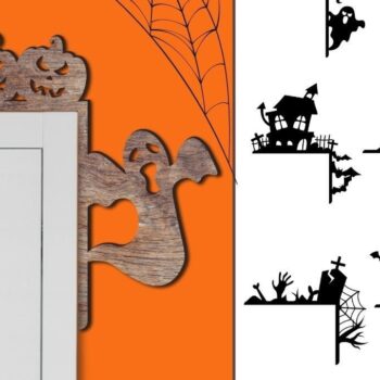 Intra απο ξύλο plywood  Χρώμα wenge 3mm-4mm πάχος - με λέιζερ για Halloween Door Corners Δίασταση 10x8 cm INTRAFABR-31127213 - Image 1