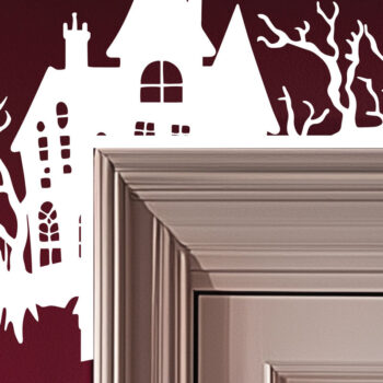 Intra απο ξύλο plywood  Χρώμα wenge 3mm-4mm πάχος - Halloween Door Corners Δίασταση 20x25 cm INTRAFABR-34750235 - Image 1