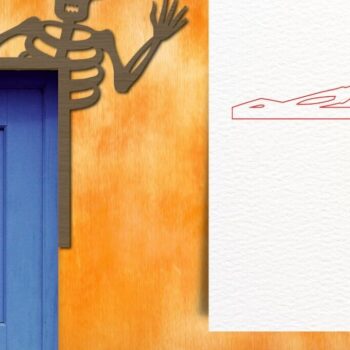 Intra απο ξύλο plywood  Χρώμα wenge 3mm-4mm πάχος - Halloween Door Corners Δίασταση 15x15 cm INTRAFABR-34750251 - Image 6