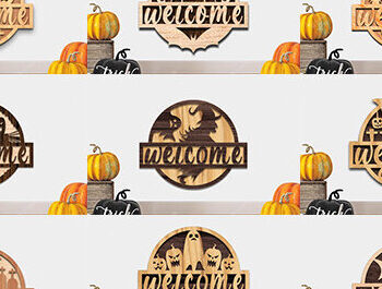 Intra απο ξύλο plywood  Χρώμα wenge 3mm-4mm πάχος - Δέσμη κοπής με λέιζερ κρεμάστρα πόρτας Halloween Δίασταση 15x15 cm INTRAFABR-79580478 - Image 1