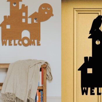 Intra απο ξύλο plywood  Χρώμα wenge 3mm-4mm πάχος - Halloween Door Hanger, Welcome Sign Δίασταση 15x15 cm INTRAFABR-9525352 - Image 3