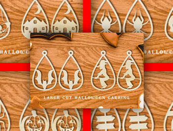 Intra απο ξύλο plywood Χρώμα wenge 3mm-4mm πάχος - Δέσμη κοπής με λέιζερ αποκριάτικων σκουλαρικιών Δίασταση 3x3 cm INTRAFABR-21795077 - Image 1