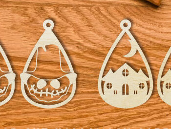 Intra απο ξύλο plywood Χρώμα wenge 3mm-4mm πάχος - Δέσμη κοπής με λέιζερ αποκριάτικων σκουλαρικιών Δίασταση 3x3 cm INTRAFABR-21795077 - Image 2